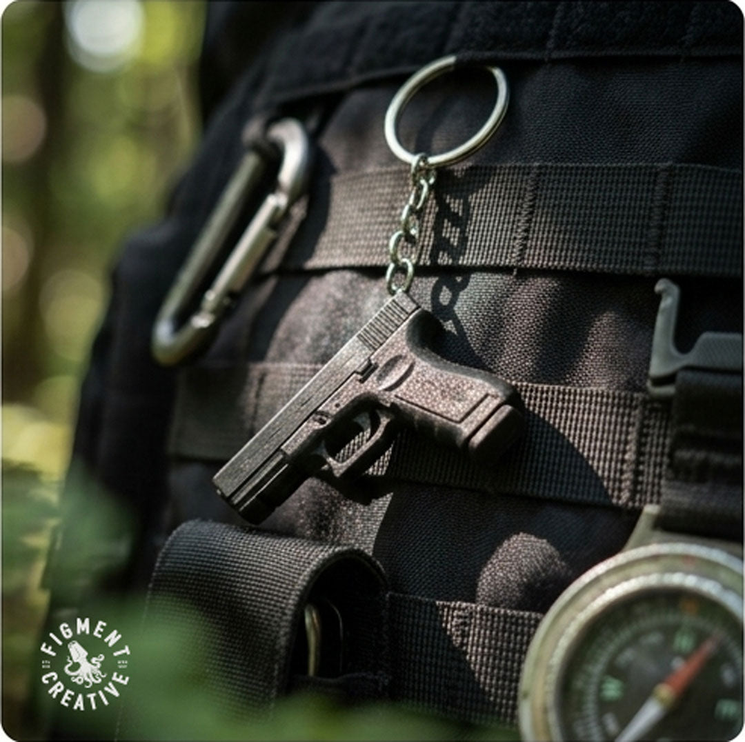 Glock pistol keychain charm