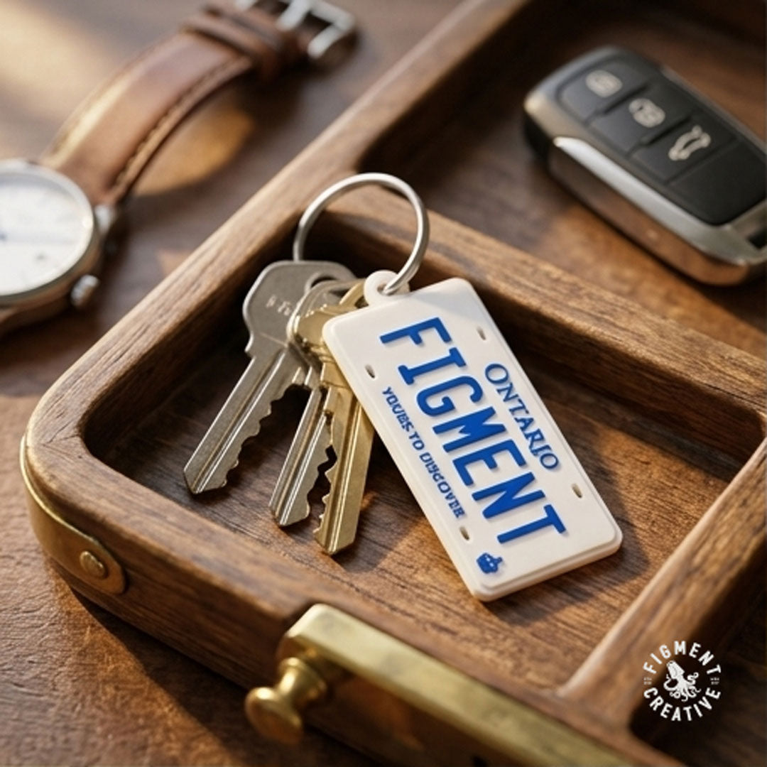Custom made Ontario Licence Plate Keychain, Magnet, and Stickers Sheet