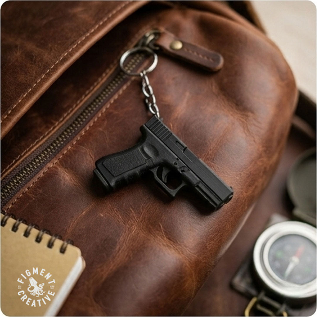 Glock pistol keychain charm