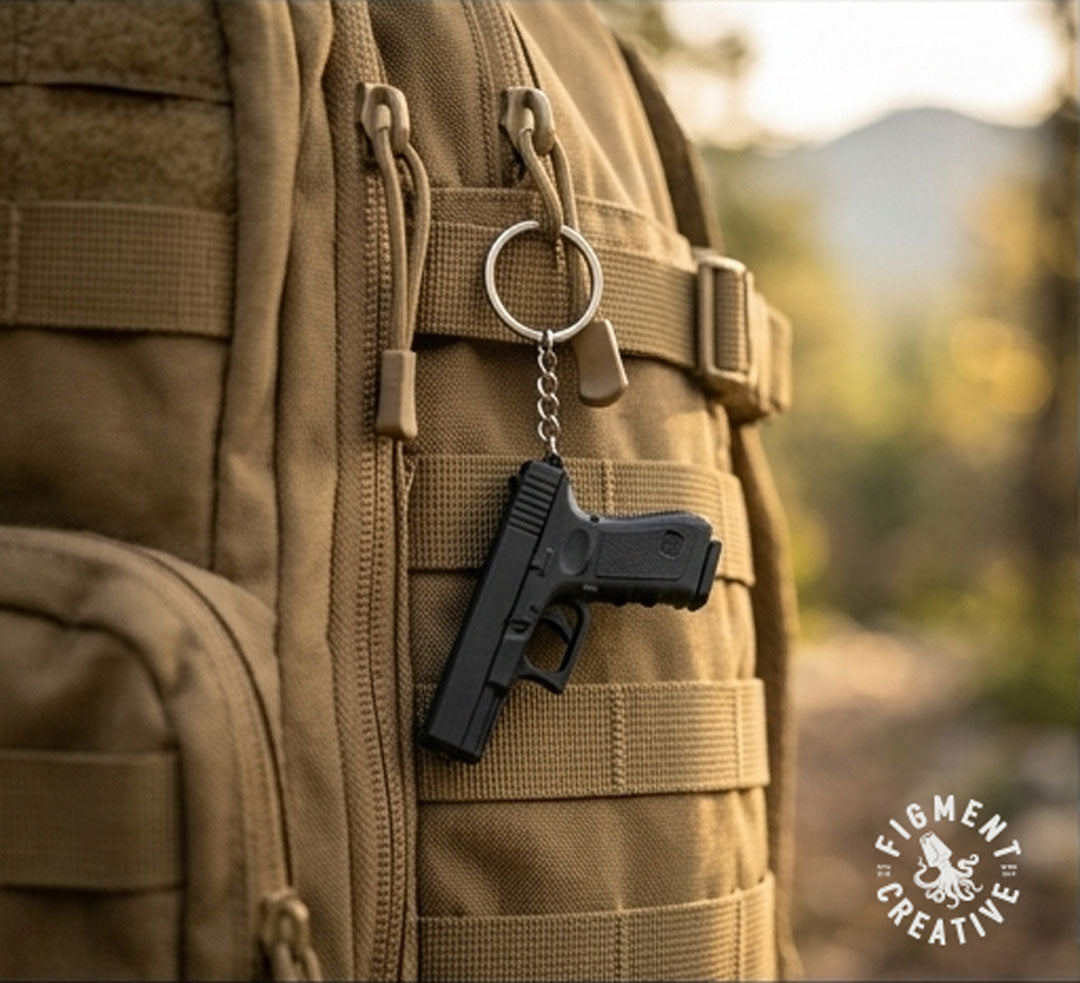 Glock pistol keychain charm
