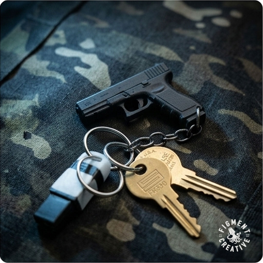 Glock pistol keychain charm